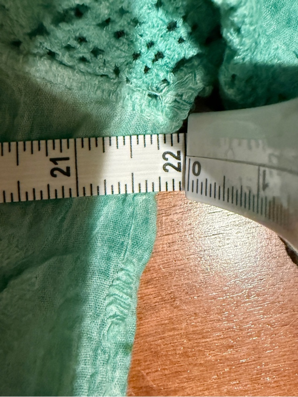Democracy Crochet Trim 3/4 Flutter Sleeve Cotton Blouse in Teal - Picture 8 of 9